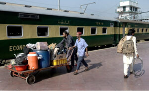 People arriving at Railway station depart their hometowns to spend Eid ul Azha holidays with their loved ones
