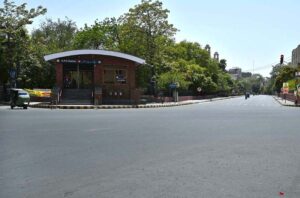 A deserted view of GPO Chowk, Mall Road due to Eid-ul-Adha holidays