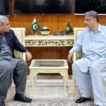 Federal Minister for Interior Mohsin Naqvi in a meeting with Prime Minister of Azad Jammu and Kashmir Chaudhary Anwar-ul-Haq