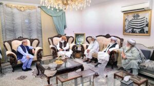 Prime Minister Muhammad Shehbaz Sharif meets Maulana Fazlur Rehman.