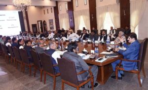 Chief Minister Sindh, Syed Murad Ali Shah presides over a pre-budget cabinet meeting at CM House