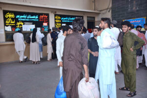 A view of General Bus stand as people returning back to their destination after spending Eid holidays at their hometowns