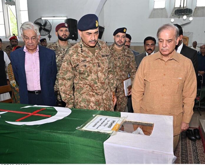 Prime Minister Muhammad Shehbaz Sharif attends the memorial service of Pakistan Army's sepoy Haroon William in Saint Paul's Church