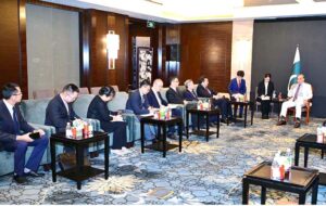 Chairman China International Development Cooperation Agency Luo Zhaohui calls on Prime Minister Muhammad Shehbaz Sharif.