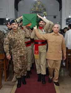 Prime Minister Muhammad Shehbaz Sharif attends the memorial service of Pakistan Army's sepoy Haroon William in Saint Paul's Church