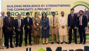 Chairperson Senate Standing Committee for Climate Change, Sherry Rehman addressing during the seminar title “Building Resilience by Strengthening the Community (BRSC) -II Project Ends”.