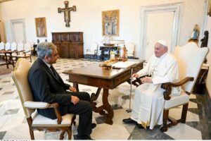 Federal Minister for Interior Mohsin Naqvi in a meeting with Pope Francis.
