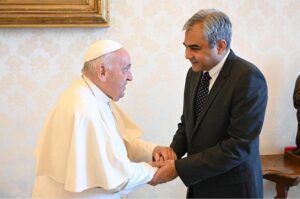 Federal Minister for Interior Mohsin Naqvi in a meeting with Pope Francis.