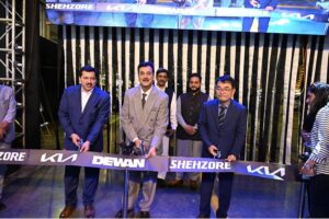 Chairman Senate Syed Yosuf Raza Gillani addressing during rollout ceremon of KIA Shehzore truck at Deewan Farroque Motors, Auto assembly plant at Sujawal, District of Sindh.
