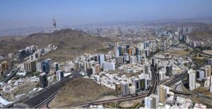 A beautiful aerial view Makkah Highway through a helicopter flight