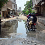 A view of sewerage water accumulated at Latifabad area need the attention of concerned authorities