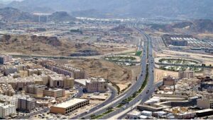 A beautiful aerial view Makkah Highway through a helicopter flight
