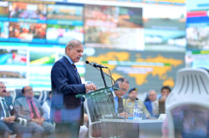 Prime Minister Muhammad Shehbaz Sharif addresses the National Emergencies Operation Centre