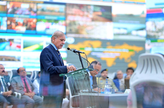 Prime Minister Muhammad Shehbaz Sharif addresses the National Emergencies Operation Centre