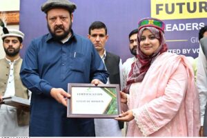 Chief Minister Gilgit-Baltistan Haji Gulbar Khan addressing during the Future Youth Leaders Conference organized by Volunteers Force Pakistan.