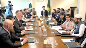 Minister of State for IT and Telecom Ms. Shaza Fatima Khawaja addressing Roundtable on IT and Digitalisation with Swedish companies.