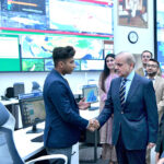 Prime Minister Muhammad Shehbaz Sharif meets the staff of the National Emergencies Operation Centre