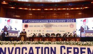 Deputy Prime Minister and Foreign Minister Senator Mohammad Ishaq Dar, delivering remarks as Chief Guest at the 1st Convocation Ceremony of HBS Medical and Dental College