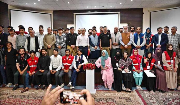 Head of Department International Federation of Red Cross and Red Crescent (IFRC) Peter Ophoff giving away certificate to the participant during the seminar on Road Safety 2024 organized by Pakistan Red Crescent Gilgit-Baltistan