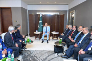 Chairman and Founder of Transsion Holdings, Zhu Zhaojiang calls on Prime Minister Muhammad Shehbaz Sharif.