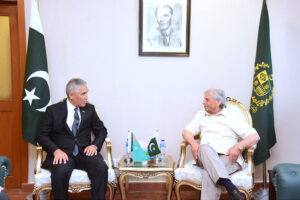 Ambassador of Turkmenistan Attajan Mulamov meets Federal Minister for Industries and Production Rana Tanveer Hussain
