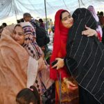 A large number of women offering dua after Eidul Azha prayers at Badshahi Masjid