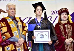 Defense Minister Khawaja Muhammad Asif addressing during the 5th convocation of Government College Women's University.