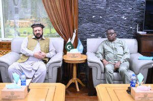 Chief Minister Gilgit-Baltistan Haji Gulbar Khan in a meeting with the Country Head UN Women Lansana Wonneh at CM Secretariat.