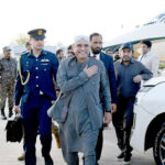 President Asif Ali Zardari arrives at Nawab Shah Airport