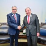 Deputy Prime Minister and Foreign Minister Senator Mohammad Ishaq Dar meets with UN Secretary General, Antonio Guterres on the sidelines of the high-level conference on "Urgent Humanitarian Response for Gaza”