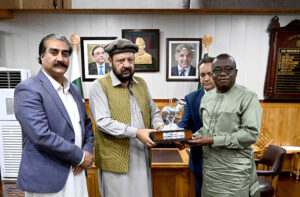 Chief Minister Gilgit-Baltistan Haji Gulbar Khan in a meeting with the Country Head UN Women Lansana Wonneh at CM Secretariat.
