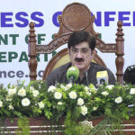 Sindh Chief Minister Syed Murad Ali Shah addressing a post-budget press conference at Sindh Assembly building