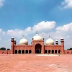 An eye catching view of white clouds after rain over the historic Badshahi Masjid
