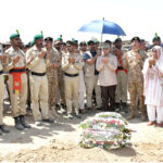 Prime Minister Muhammad Shehbaz Sharif offers Fatiha at the grave of Captain Muhammad Faraz Ilyas who embraced Shahadat in Lakki Marwat