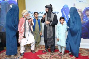 Head of UNHCR Sub-office Peshawar Mr. Kofi Ohenenana Dwomo addressing during the ceremony on the World refugee Day.