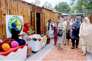 Deputy Speaker Gilgit-Baltistan Assembly Sadia Danish visiting the stall during the Summer Fest 2024 organized by the Women Chamber of Commerce & Industry