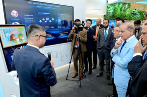 Prime Minister Muhammad Shehbaz Sharif visiting Huawei exhibition centre.
