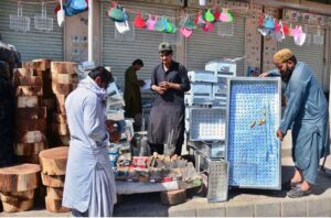 Vendor selling barbeque items at Sariab Road ahead of Eid-ul Azah