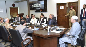 President Asif Ali Zardari chairing a meeting on the security and law and order situation of Balochistan