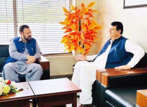 Chief Minister Gilgit-Baltistan Haji Gulbar Khan called on Federal Minister for Kashmir Affairs & Gilgit-Baltistan and SAFRON Engr. Amir Muqam at Minister Office.