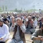 A large number of faithful offering Eidul Azha prayers at Eidgah Skardu
