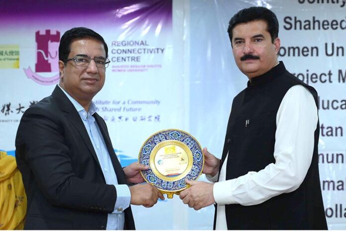 Governor KP Faisal Karim Kundi addressing during a conference on Enhancing Regional Connectivity for the Betterment of the Shared Future of Mankind at SBBWU