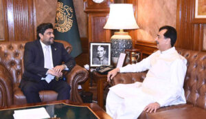 Chairman Senate, Syed Yousuf Raza Gilani exchanging views with Sindh Governor Kamran Tessori.