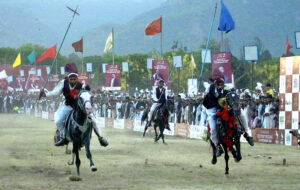 Tent Peggers aiming their targets during the 12 Tent Pegging Competition organized by CDA at F-9 Park.