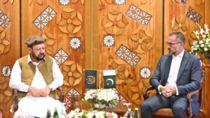 Chief Minister Gilgit-Baltistan Haji Gulbar Khan in a meeting with the Prince Rahim Aga Khan