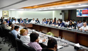 Business community persons and LCCI members listening the budget 2024-25 at LCCI.
