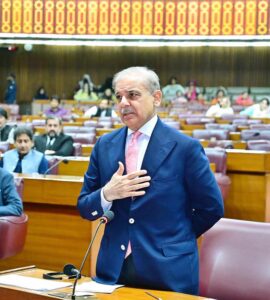 Prime Minister Muhammad Shehbaz Sharif addressing budget session of the National Assembly.