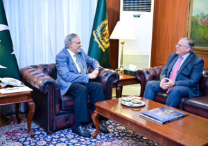 The Ambassador of United States to Pakistan Donald Blome calls on Deputy Prime Minister and Foreign Minister, Senator Mohammad Ishaq Dar at Ministry of Foreign Affairs.