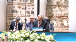 Deputy Prime Minister and Foreign Minister Senator Mohammad Ishaq Dar delivers remarks at the Extraordinary Meeting of the D-8 Council of Foreign Ministers.