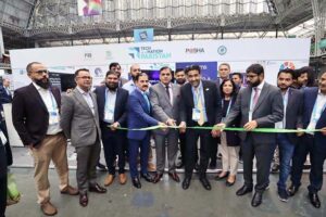 High Commissioner of Pakistan in UK, Dr. Mohammad Faisal visiting exhibits at "Tech Destination Pakistan" pavilion at London Tech Week